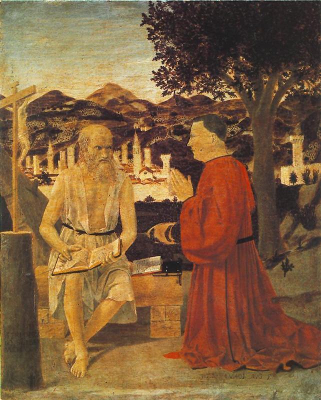 Piero della Francesca Saint Jerome and a Donor Spain oil painting art